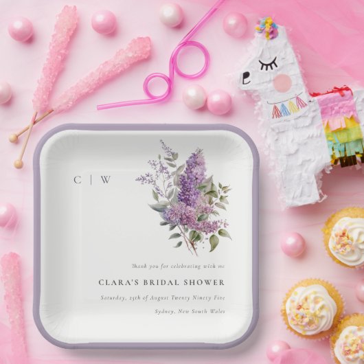 Dusky Lilac Hütte Flora Brautparty Pappteller (Party)