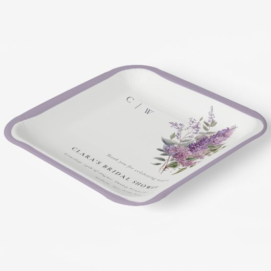 Dusky Lilac Hütte Flora Brautparty Pappteller (Gewinkelt)