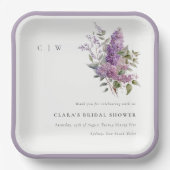 Dusky Lilac Hütte Flora Brautparty Pappteller (Vorderseite)