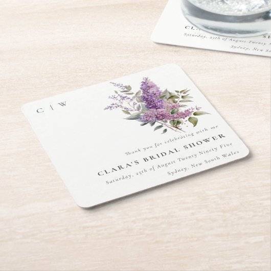 Dusky Lilac Hütte Flora Brautparty Rechteckiger Pappuntersetzer (angewinkelt)