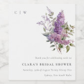 Dusky Lilac Hütte Flora Brautparty Weinetikett (Einzelnes Label)