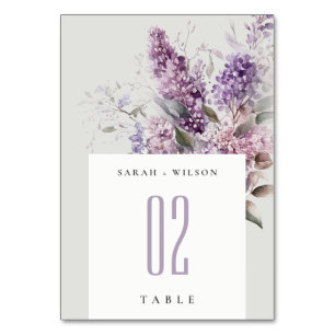 Dusky Lilac Hütte Floral Watercolor Wedding Tischnummer