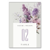 Dusky Lilac Hütte Floral Watercolor Wedding Tischnummer (Rückseite)