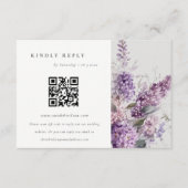 Dusky Lilac Hütte Floral Wedding QR Code UAWG Begleitkarte (Vorderseite)