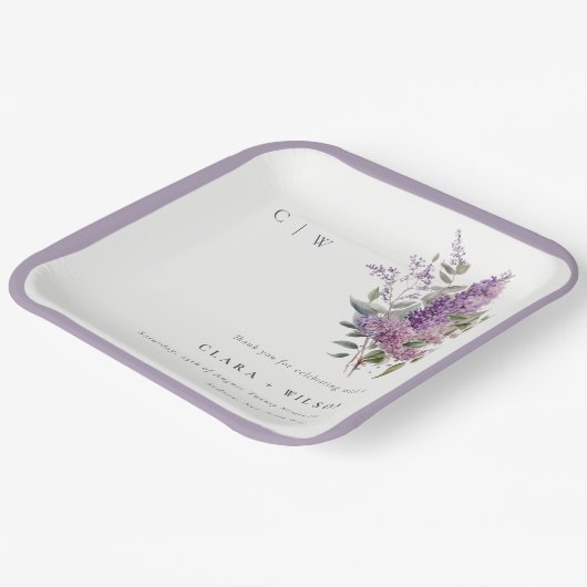 Dusky Lilac Watercolor Hütte Blumenzehen Pappteller (Gewinkelt)
