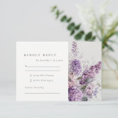 Dusky Lilac Watercolor Hütte Blumenzehen RSVP Karte (Stehend Vorderseite)