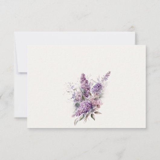 Dusky Lilac Watercolor Hütte Blumenzehen RSVP Karte (Rückseite)