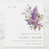 Dusky Lilac Watercolor Hütte Blumenzehen Weinetikett (Einzelnes Label)