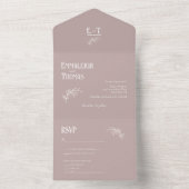 Dusky Mauve Simple Modern Wedding All In One Einladung (Innen Boden)