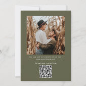 Dusky Olive Green Wedding | Minimalistisches Foto Einladung (Rückseite)