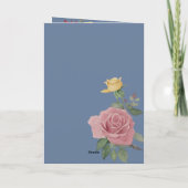 Dusky Pastel Watercolor Roses Blue Einladung (Rückseite)
