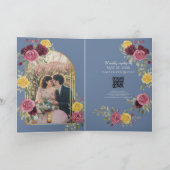 Dusky Pastel Watercolor Roses Blue Einladung (Innenseite)