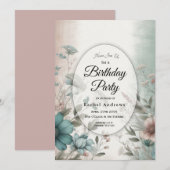 Dusky Petals und Soft Serenity Floral Einladung (Vorne/Hinten)