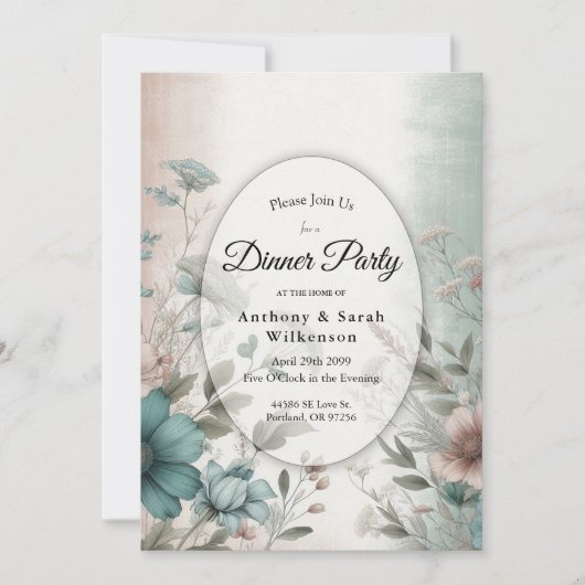 Dusky Petals und Soft Serenity Floral Einladung (Vorderseite)