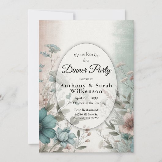 Dusky Petals und Soft Serenity Floral Einladung (Vorderseite)