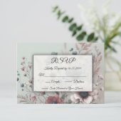 Dusky Petals und Soft Serenity Floral RSVP Karte (Stehend Vorderseite)