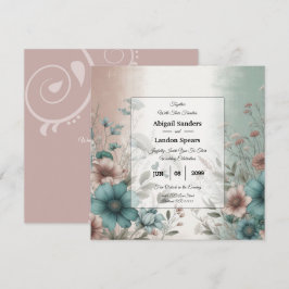 Dusky Petals und Soft Serenity Floral Wedding Einladung