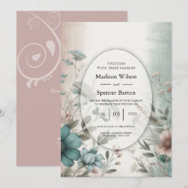 Dusky Petals und Soft Serenity Floral Wedding Einladung