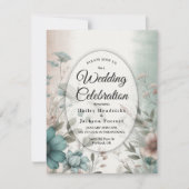 Dusky Petals und Soft Serenity Floral Wedding Einladung (Vorderseite)