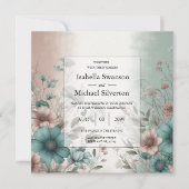 Dusky Petals und Soft Serenity Floral Wedding Einladung (Vorderseite)