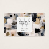 Dusky Pink Black Gold Monogram Business Cards (Vorderseite)