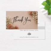 Dusky Pink Botanical Thank You Discount Cards (Schreibtisch)