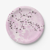 Dusky Pink Cheres blüht in Asien floral Pappteller (Vorderseite)