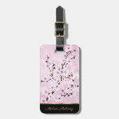 Dusky Pink Cherry Blossom Asia Floral Personalize Gepäckanhänger (Vorderseite vertikal)