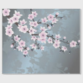 Dusky Pink Dusty Blue Cheroms Blüten Geschenkpapier (Flach)