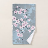 Dusky Pink Dusty Blue Cherry Blossom Blümchen Badhandtuch Set (Handtuch)