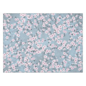 Dusky Pink Dusty Blue Cherry Blossoms Tischdecke (Vorderseite (Horizontal))