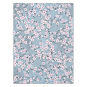 Dusky Pink Dusty Blue Cherry Blossoms Tischdecke (Vorderseite)