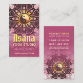 Dusky Pink & Gold Yin Yang Holistic Asana Yoga Visitenkarte (Vorne/Hinten)