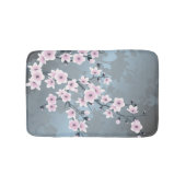 Dusky Pink Grayish Blue Cherry Blossom Floral Badematte (Vorderseite)