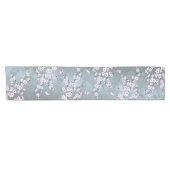 Dusky Pink Grayish Blue Cherry Blossom Kurzer Tischläufer (Horizontal)