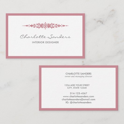 Dusky pink Luxus minimale schick moderne Typografi Visitenkarte (Vorne/Hinten)