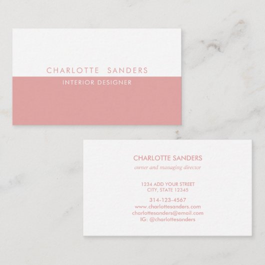 Dusky pink Luxus minimaler Chic Visitenkarte (Vorne/Hinten)