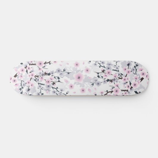 Dusky Pink Mauve Cherry Blossom Skateboard (Horizontal)