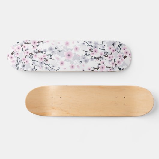 Dusky Pink Mauve Cherry Blossom Skateboard (Horizontal)