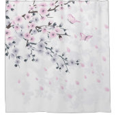 Dusky Pink Mauve White Cherry Blossom Duschvorhang (Vorderseite)