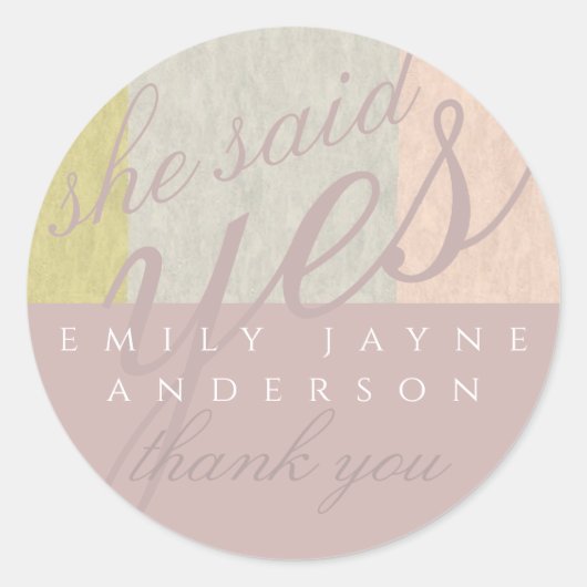 Dusky Pink Modernes Brautparty DANKE Runder Aufkleber (Vorderseite)