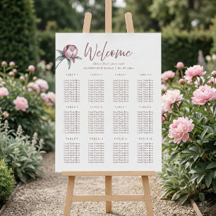 Dusky Pink Pfingstrose Find Your Seat Hochzeit Poster