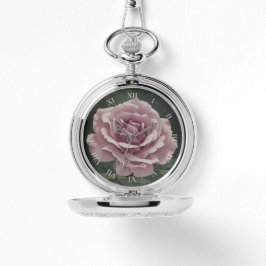 Dusky Pink Rose Blume Personalisiertes Silber Armbanduhr