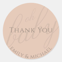 Dusky Pink Vielen Dank Baby Dusche Modern Runder Aufkleber
