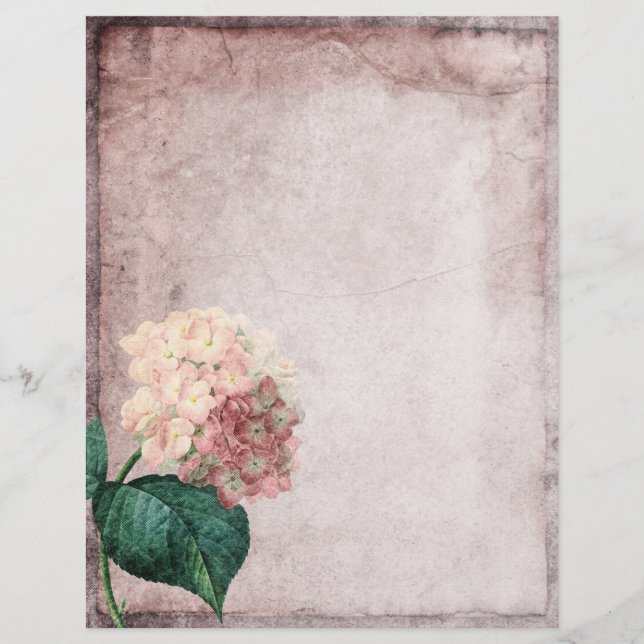 Dusky Pink Vintages Blumenparchment (Vorderseite)