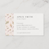 Dusky Pink Wildblume Monogramm Wappen Ernennung Visitenkarte (Rückseite)