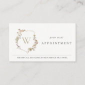 Dusky Pink Wildblume Monogramm Wappen Ernennung Visitenkarte (Vorderseite)