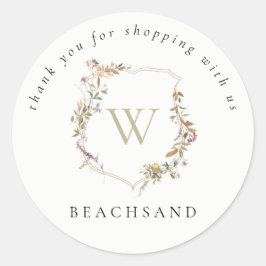 Dusky Pink Wildblume Wappen Vielen Dank für Ihr Sh Runder Aufkleber