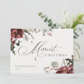 Dusky Red Poinsettia Floral Frohe Weihnachten (Stehend Vorderseite)