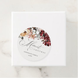 Dusky Red Poinsettia Floral Frohe Weihnachten Geschenkanhänger